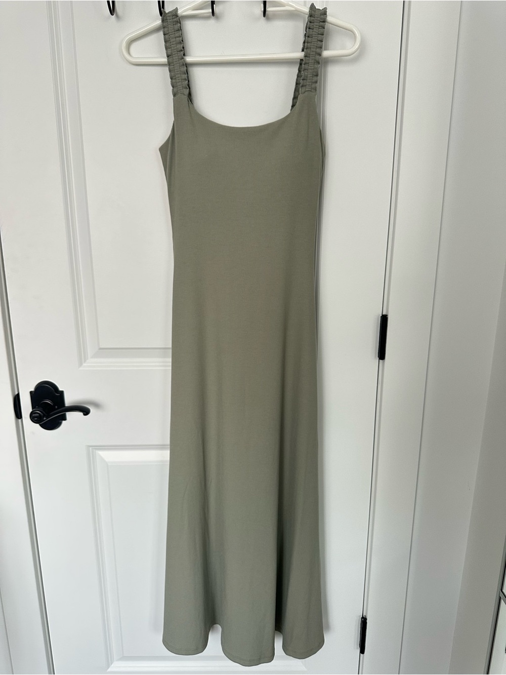 Wallflower Olive Green Maxi Slip Dress with Ruched Straps